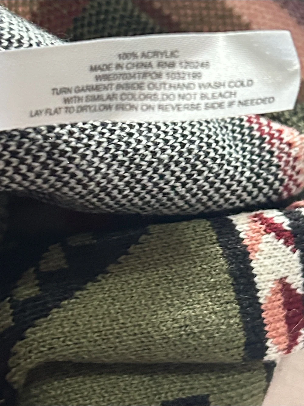 Wallflower Olive & Rust Aztec Knit Infinity Scarf NWOT